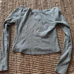 Brandy Melville Gray Off-Shoulder Long Sleeve Top